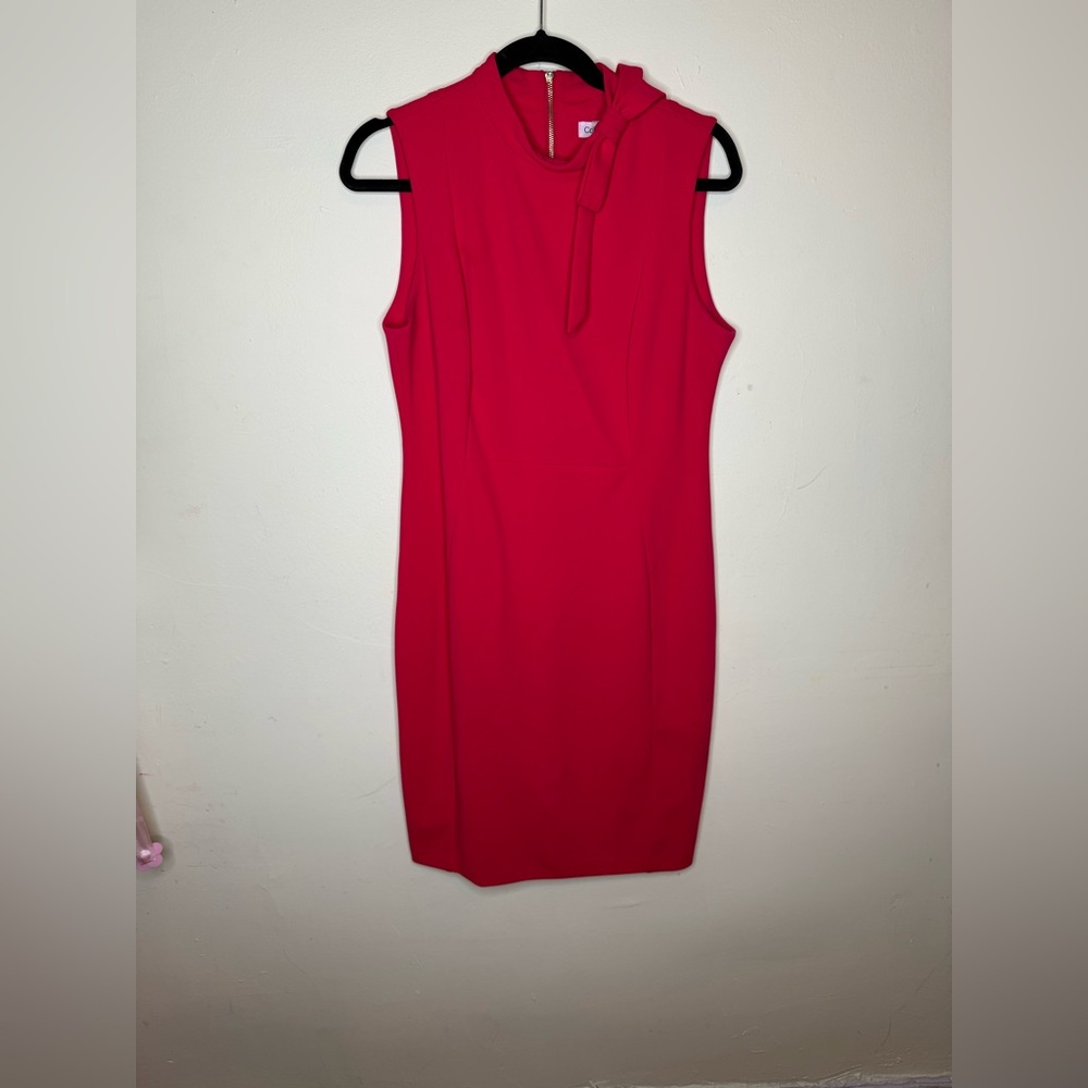Calvin Klein Hot Pink Bow-Neck Sheath Dress | Size 12 | Worn Once